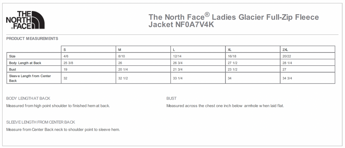 Radius Ladies North Face Glacier Full Zip Fleece